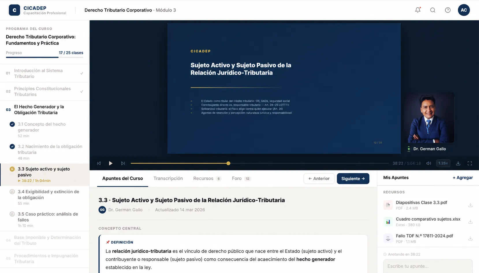 Plataforma de aprendizaje CICADEP